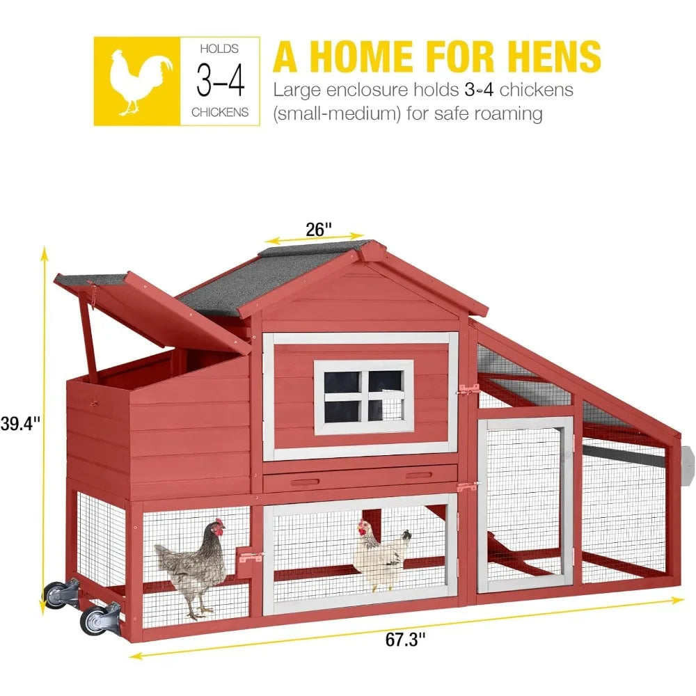 Certa Chicken Coop Outdoor With Wheels Hen House Wood Run