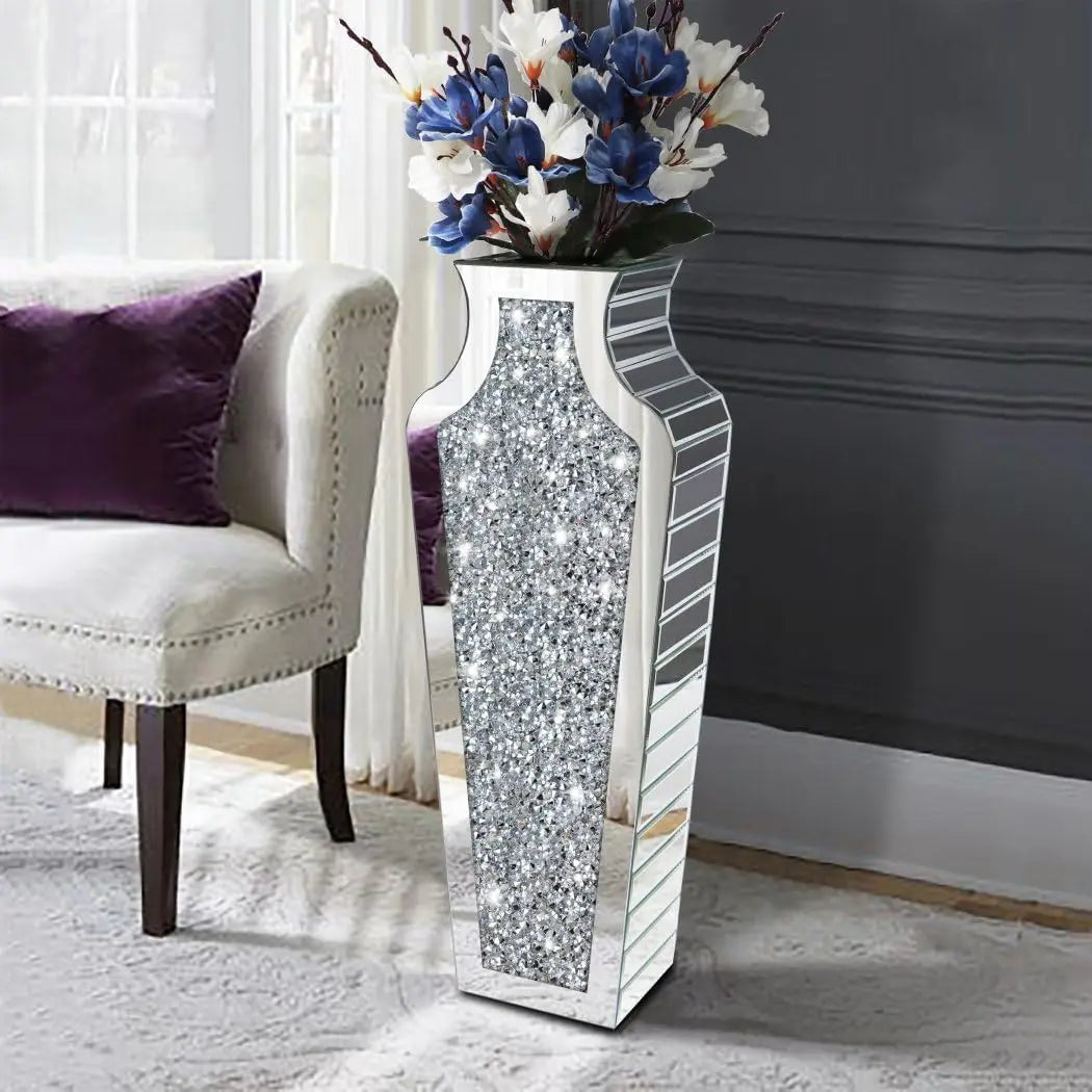 Mirrored Glass Floor Vase Decorative For Pampas Grass