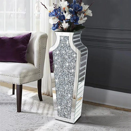 Mirrored Glass Floor Vase Decorative For Pampas Grass