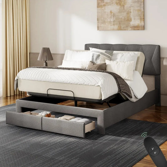 ZHUXIANG Softa Adjustable Bed Frame With Gel Memory Foam Mattress