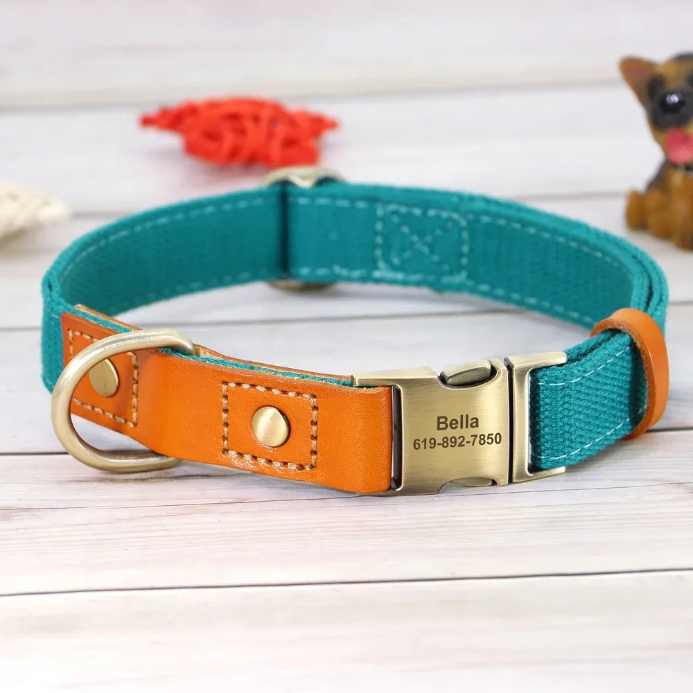 Pet Artist Nylon Custom Dog Collar And Leash Set With Personalization