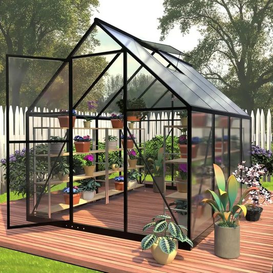 XMSJ Polycarbonate Greenhouse Outdoor Walk In With Roof Vent