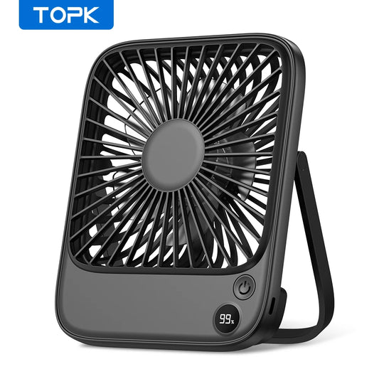 TOPK Rechargeable Portable Fan 2000mAh USB Desk Fan For Camping