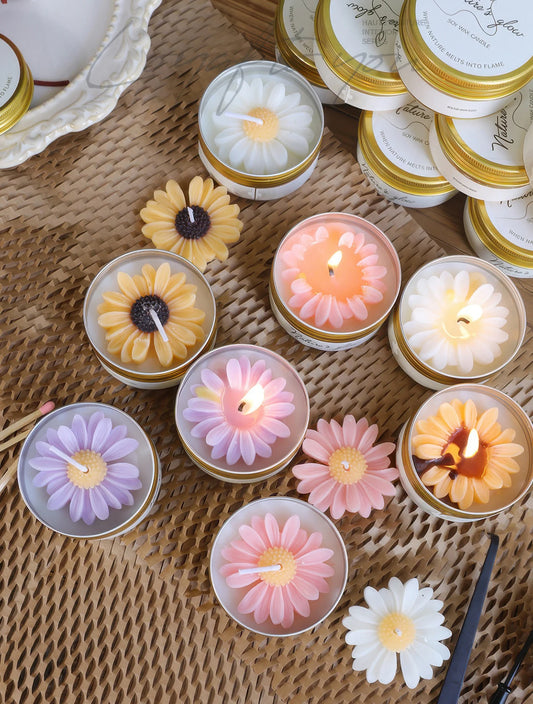 Chamomile Scented Soy Wax Candle Tin for Bedroom Decor Romantic Gift for Women