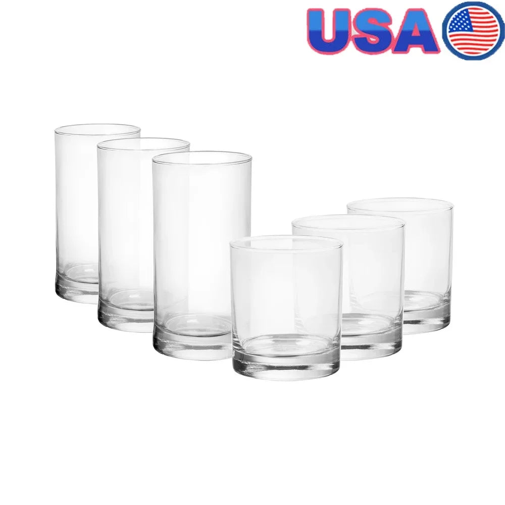 NONEDrinkware 12 Piece Clear Drinkware Set Highball Glasses