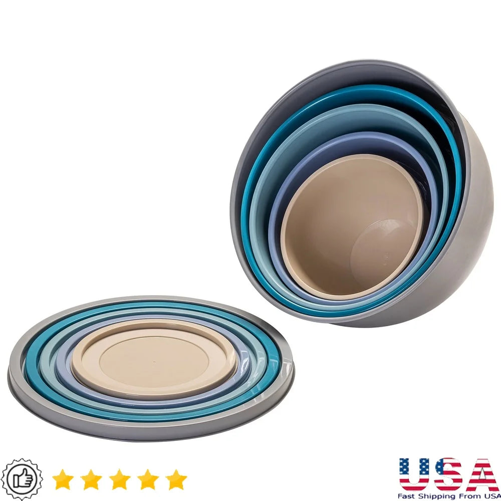 Nonslip Mixing Bowl Set With Lids BPA Free Plastic Kitchen