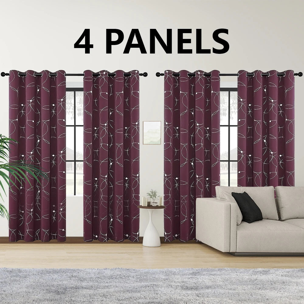 4 Pack Blackout Curtain Panels Grommet Thermal Insulated Room Darkening
