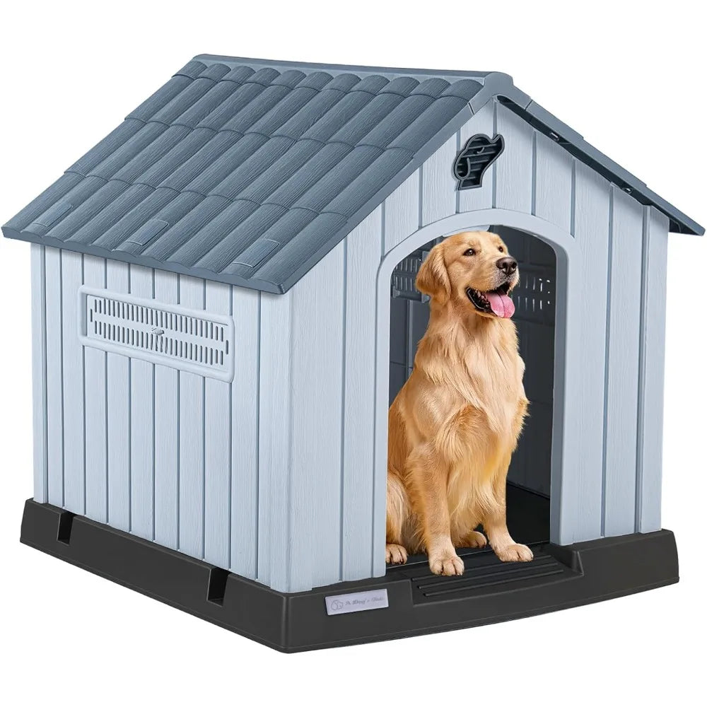 LEMBERI Waterproof Plastic Dog House For Indoor Outdoor Use With Air Vents