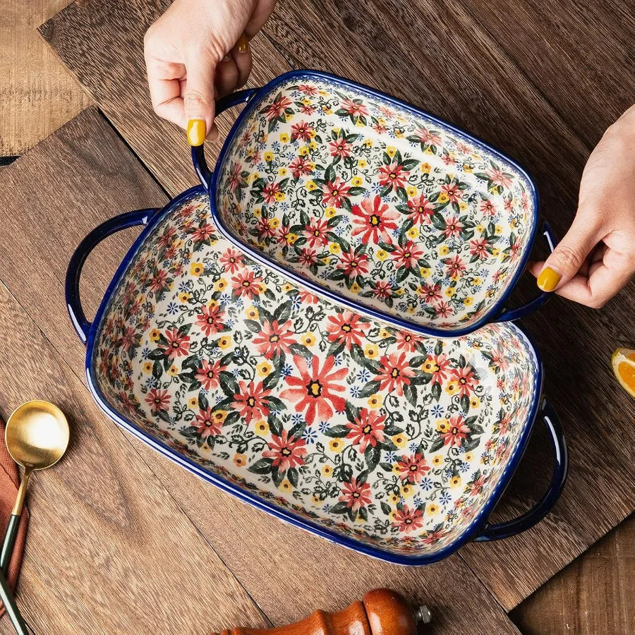 High Concerned Ceramic Baking Dishes Two Piece Bakeware Set Oven