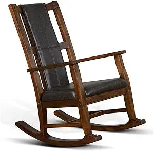 DAFIFY Farmhouse Mahogany Wood Rocking Chair For Living Room