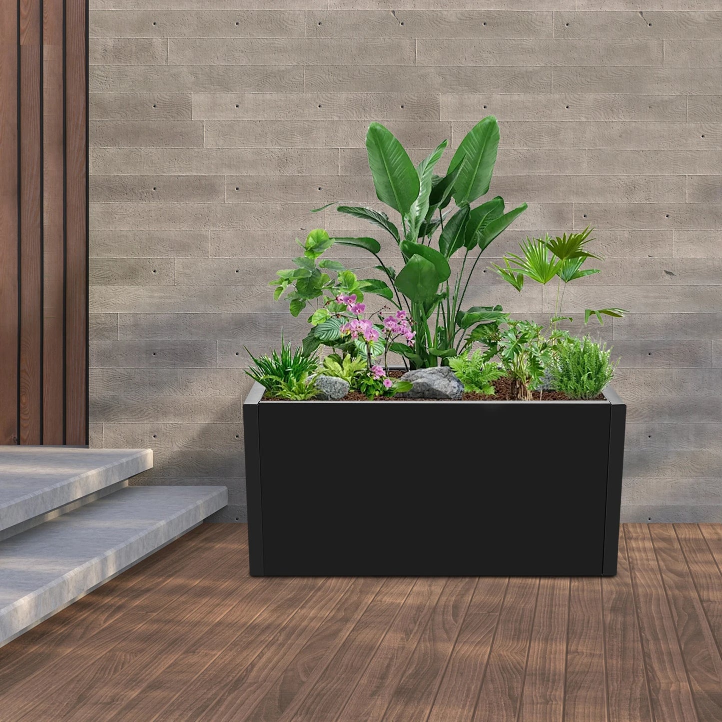 Metal Planter Box Outdoor Rectangular Steel Garden Planter Rustproof