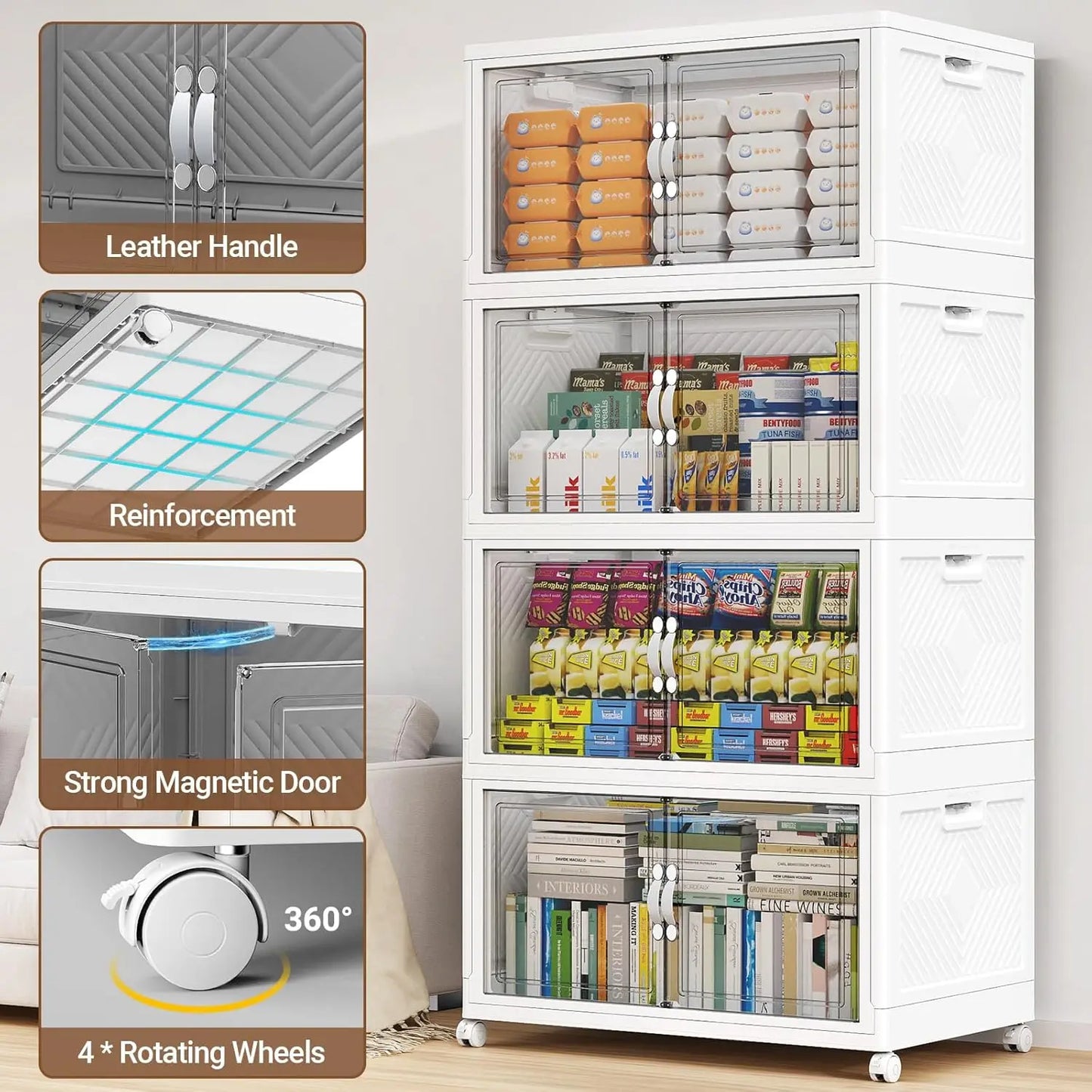 XMSJ Stackable Storage Bins With Lid for Closet Organizers