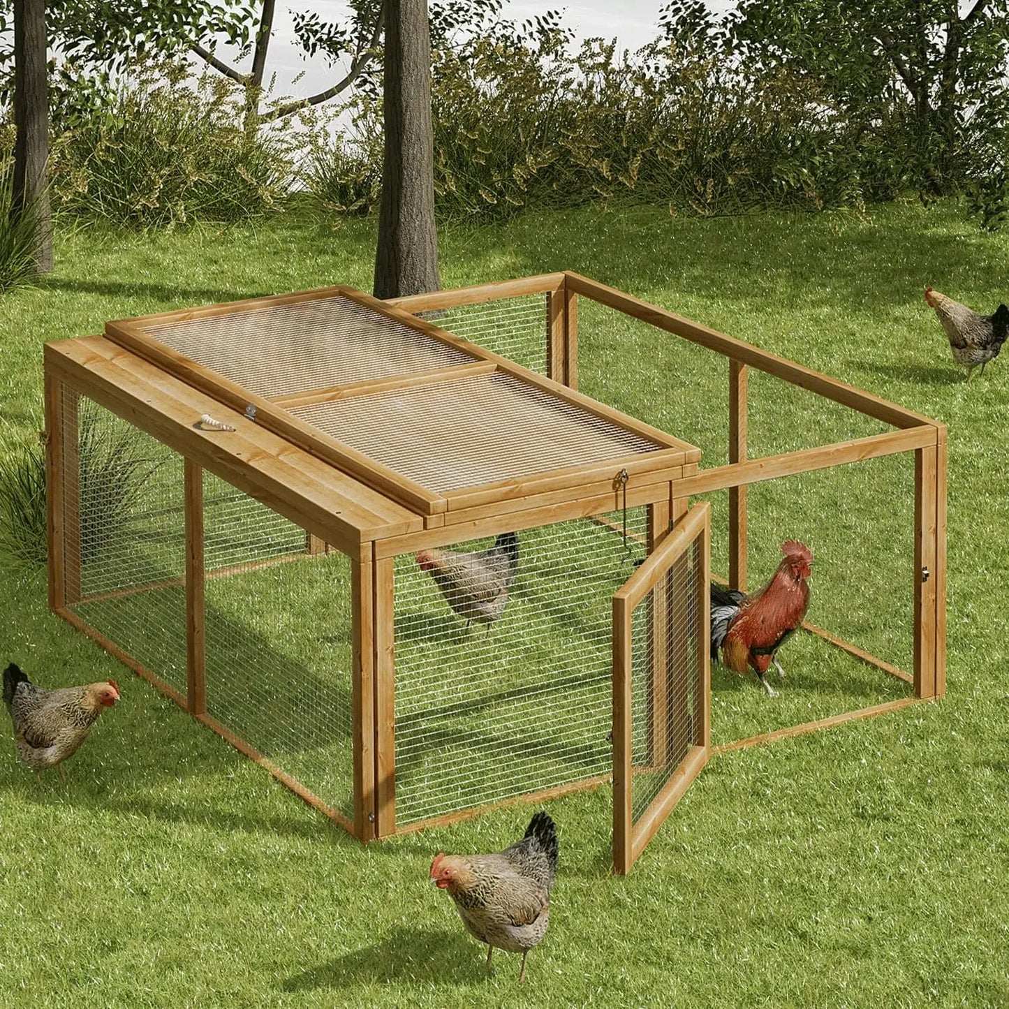 Durable Folding Chicken Coop Rabbit Hutch Portable Handle Outdoor