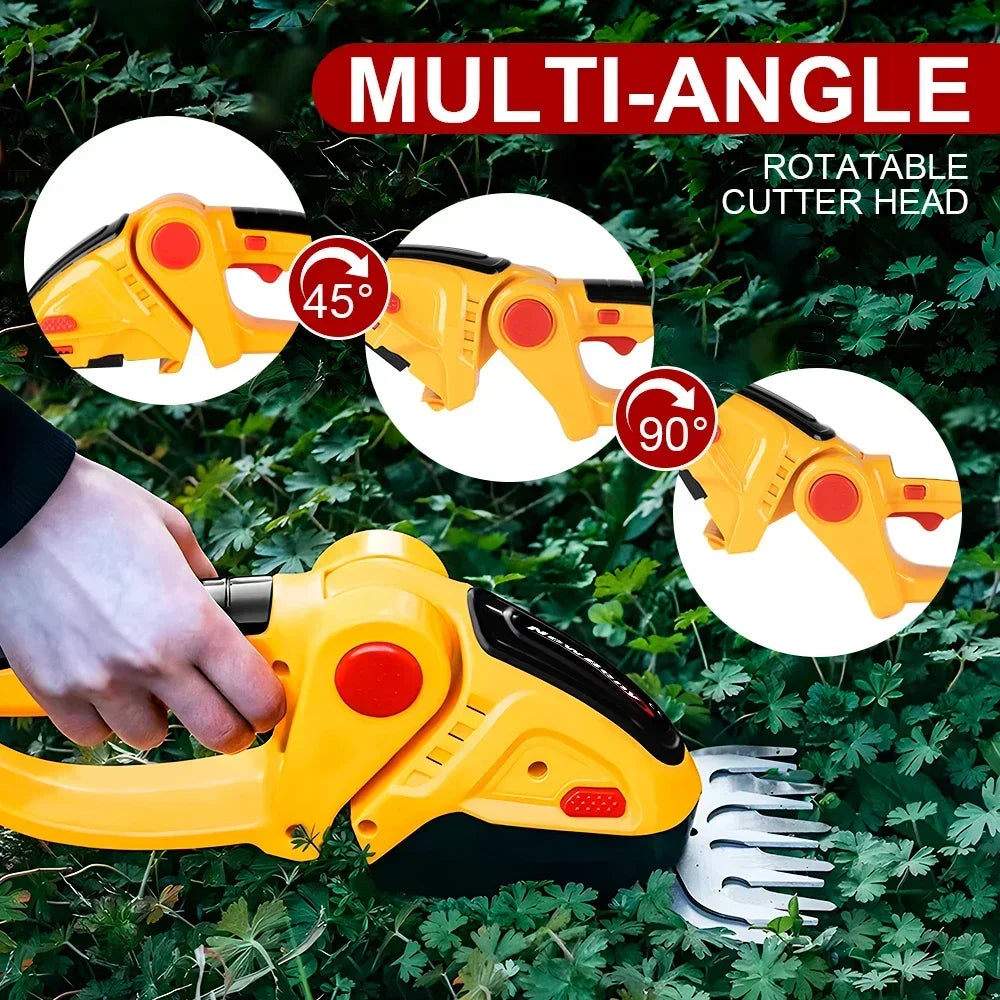 Cordless 2 In 1 Hedge Trimmer Garden Tool Rechargeable Battery