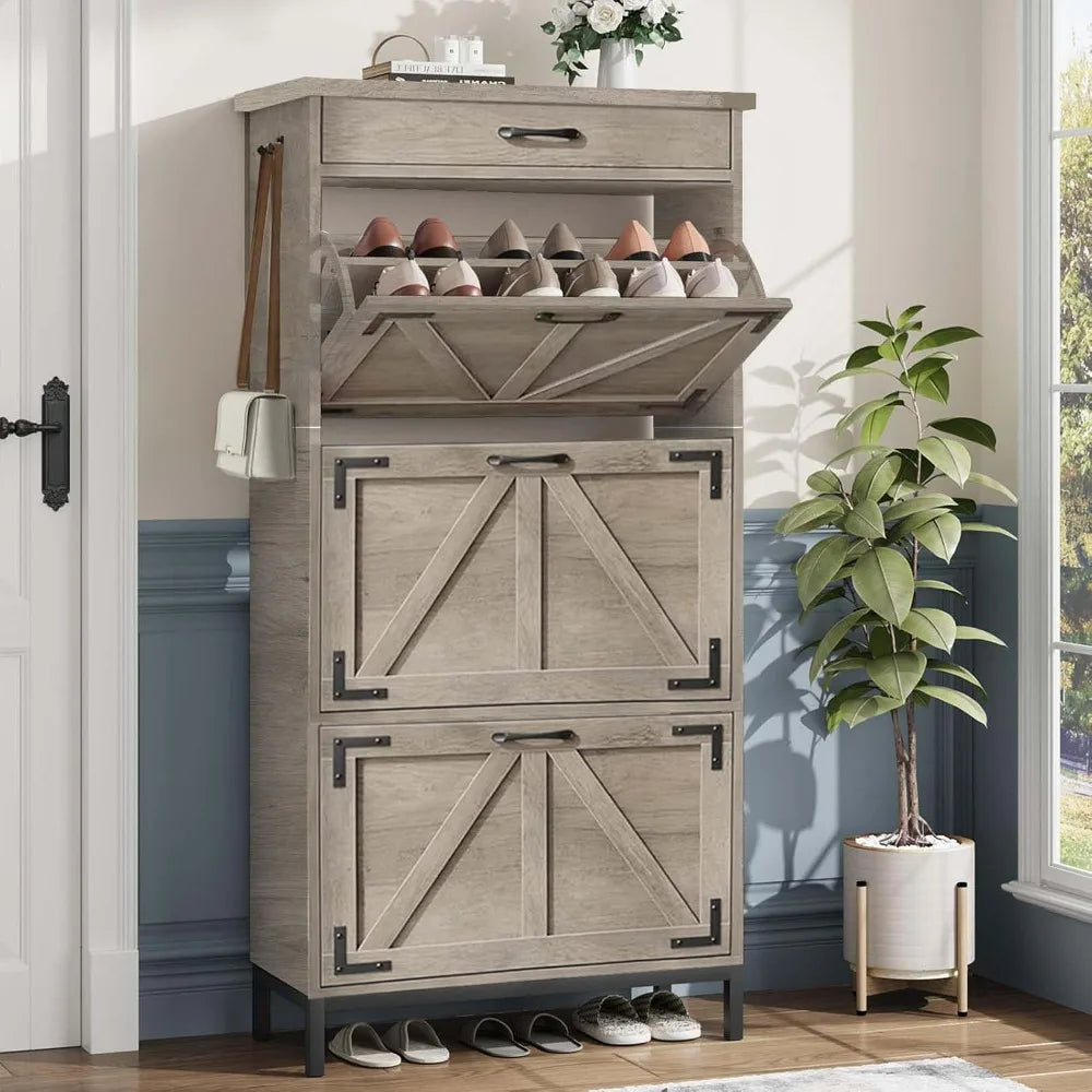 Hign-concerned Freestanding Narrow Shoe Cabinet 3 Drawers