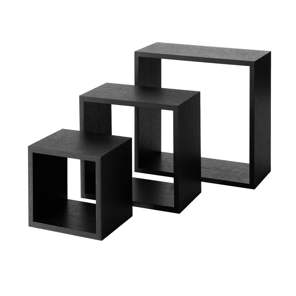 Modern Wood Cube Shelf Set 3 Piece Floating Storage Home