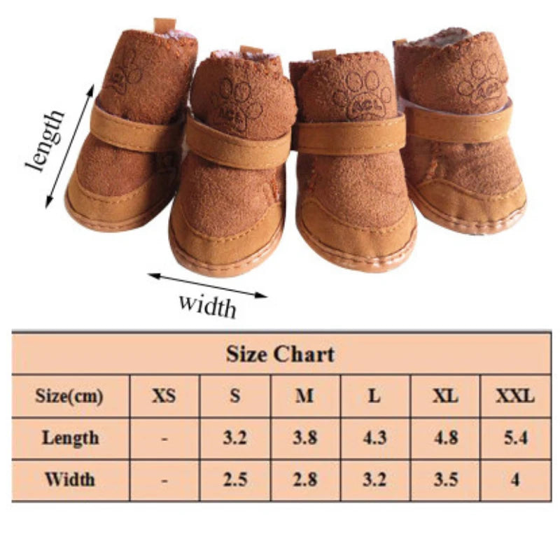NONECN Pet Dog Shoes 4Pcs Thick Warm Rain Snow Boots