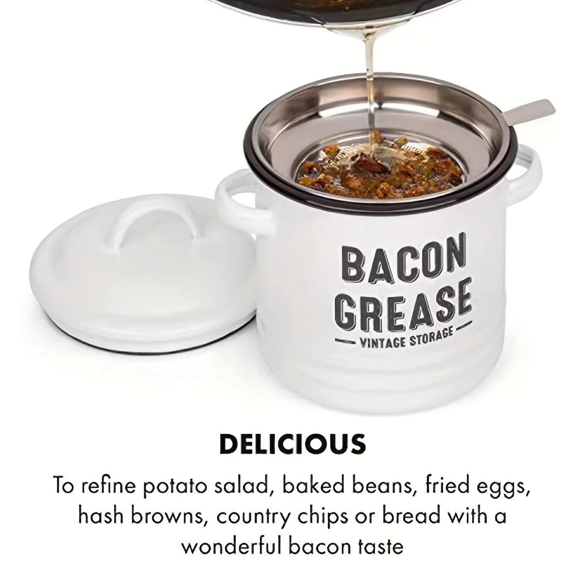 Large Capacity Enamel Oil Pot With Lid For Kitchen Oil Storage