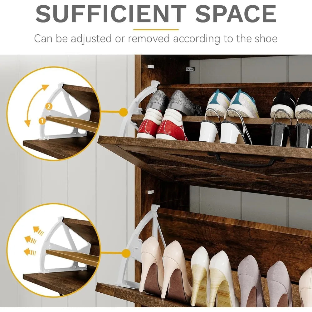 Hign Concerned Shoe Storage Cabinet With 3 Flip Drawers