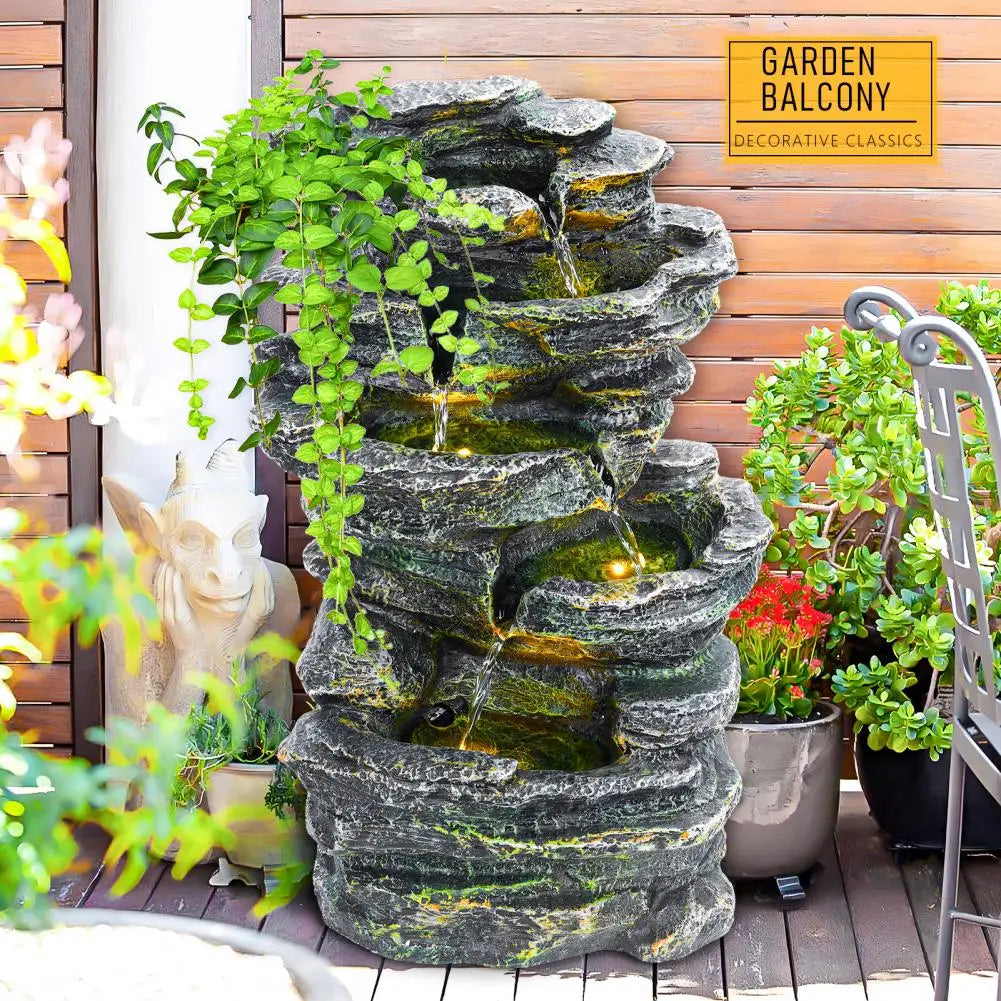 6 Layer Rock Water Fountain Garden Waterfall Decoration