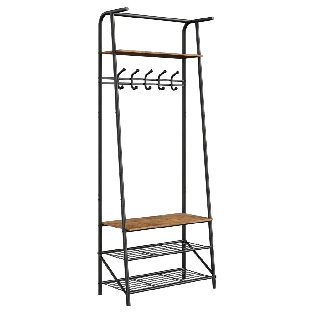 HiMISS Coat Rack Hallway With Shoe Storage Four In One