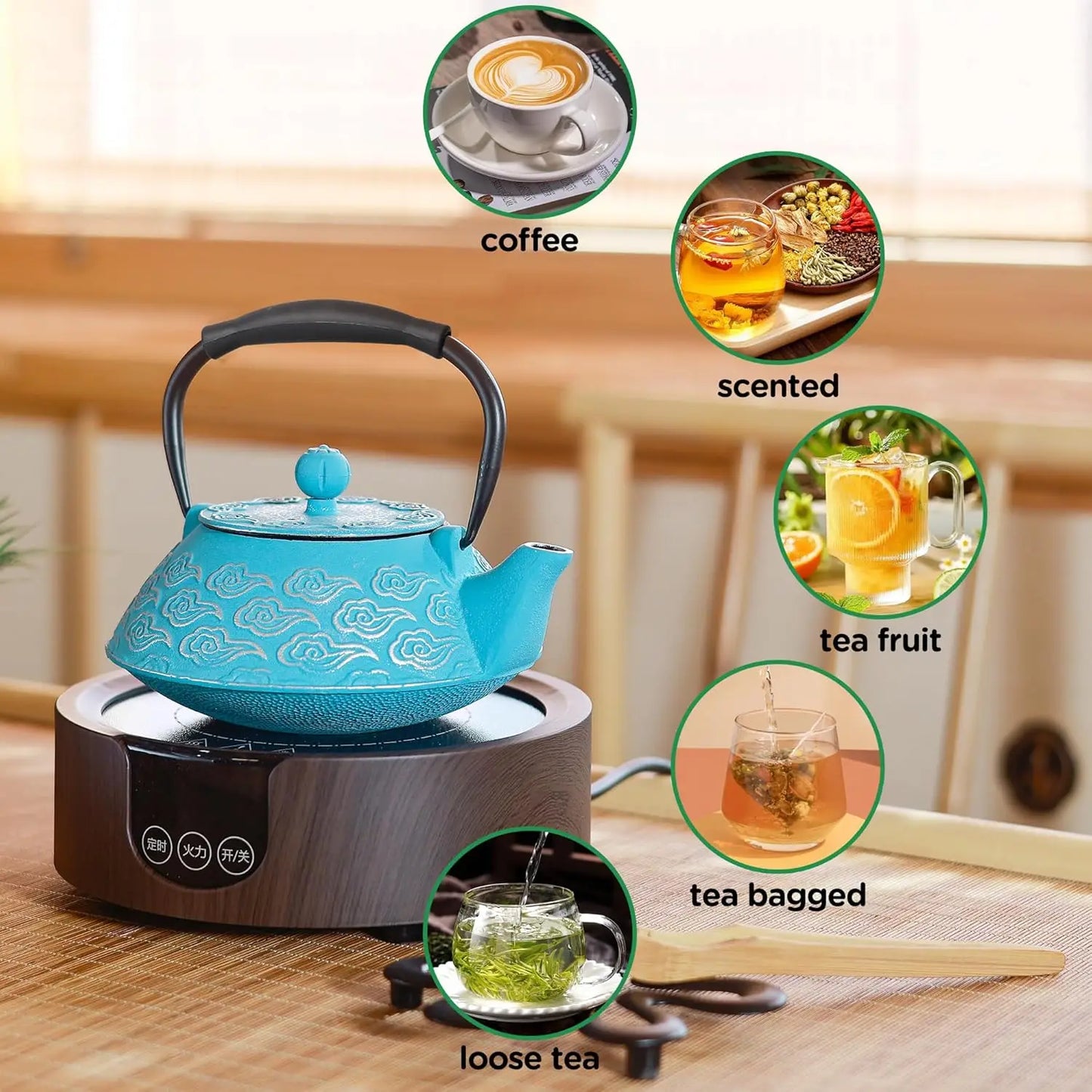 Cast Iron Teapot Infuser Japanese Tea Kettle Stovetop Safe