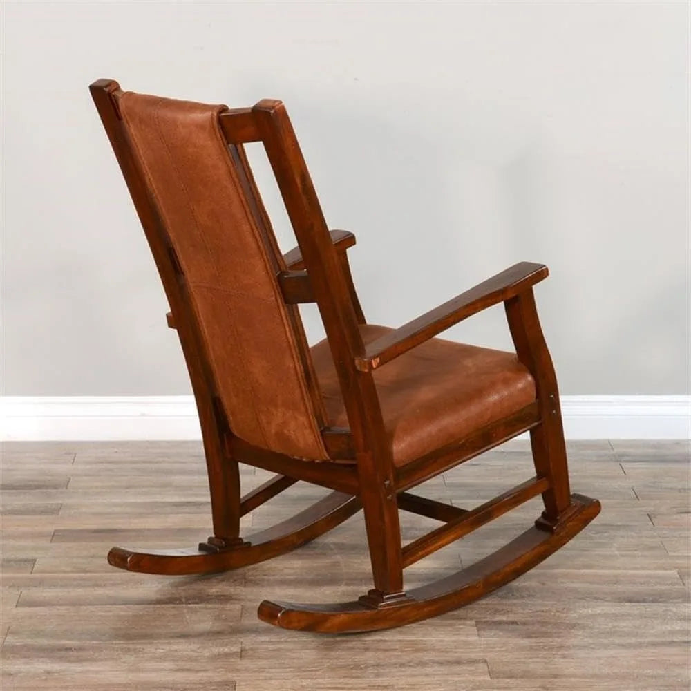 DAFIFY Farmhouse Mahogany Wood Rocking Chair For Living Room