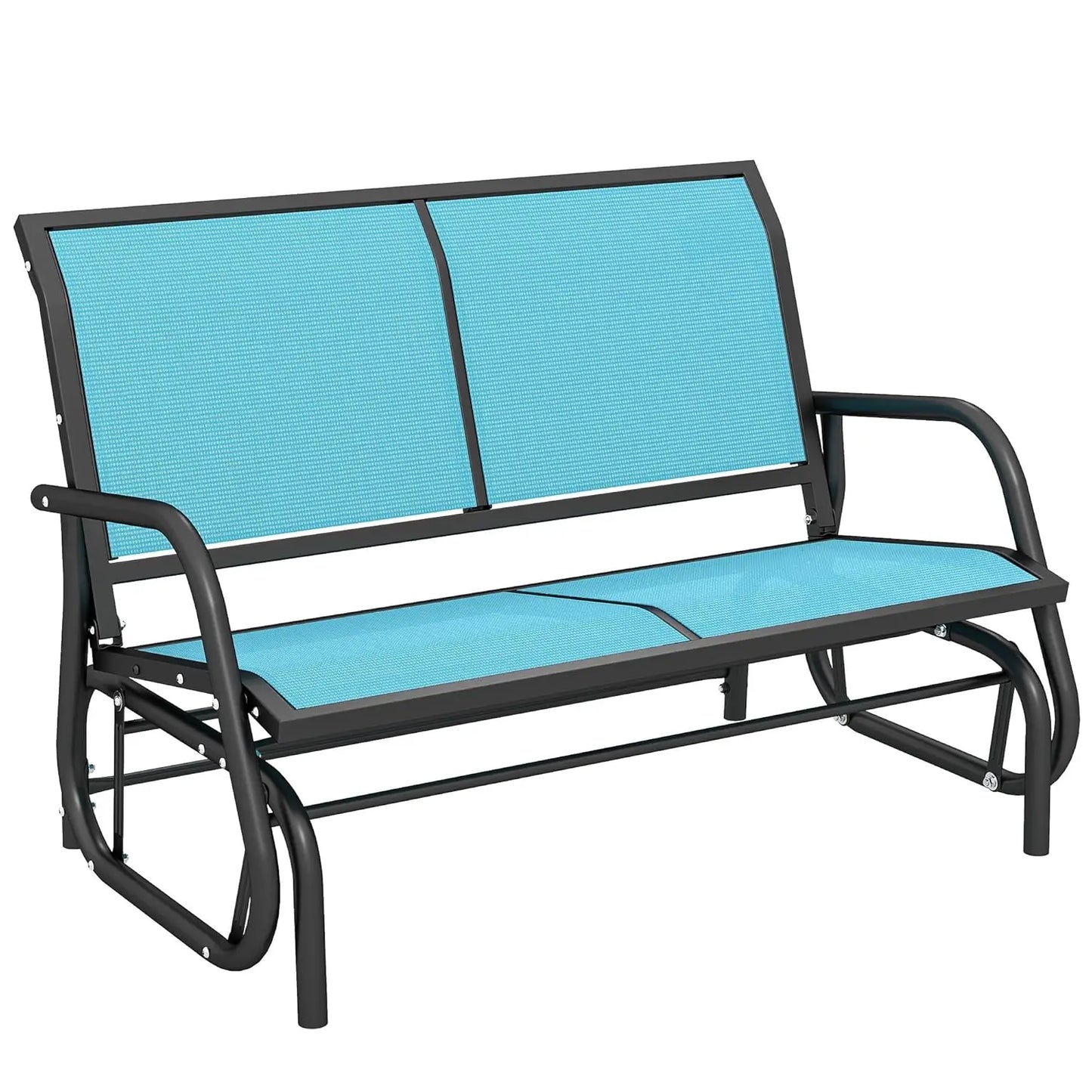 Outdoor Glider Bench Double Swing Loveseat With Powder Coated Steel Frame