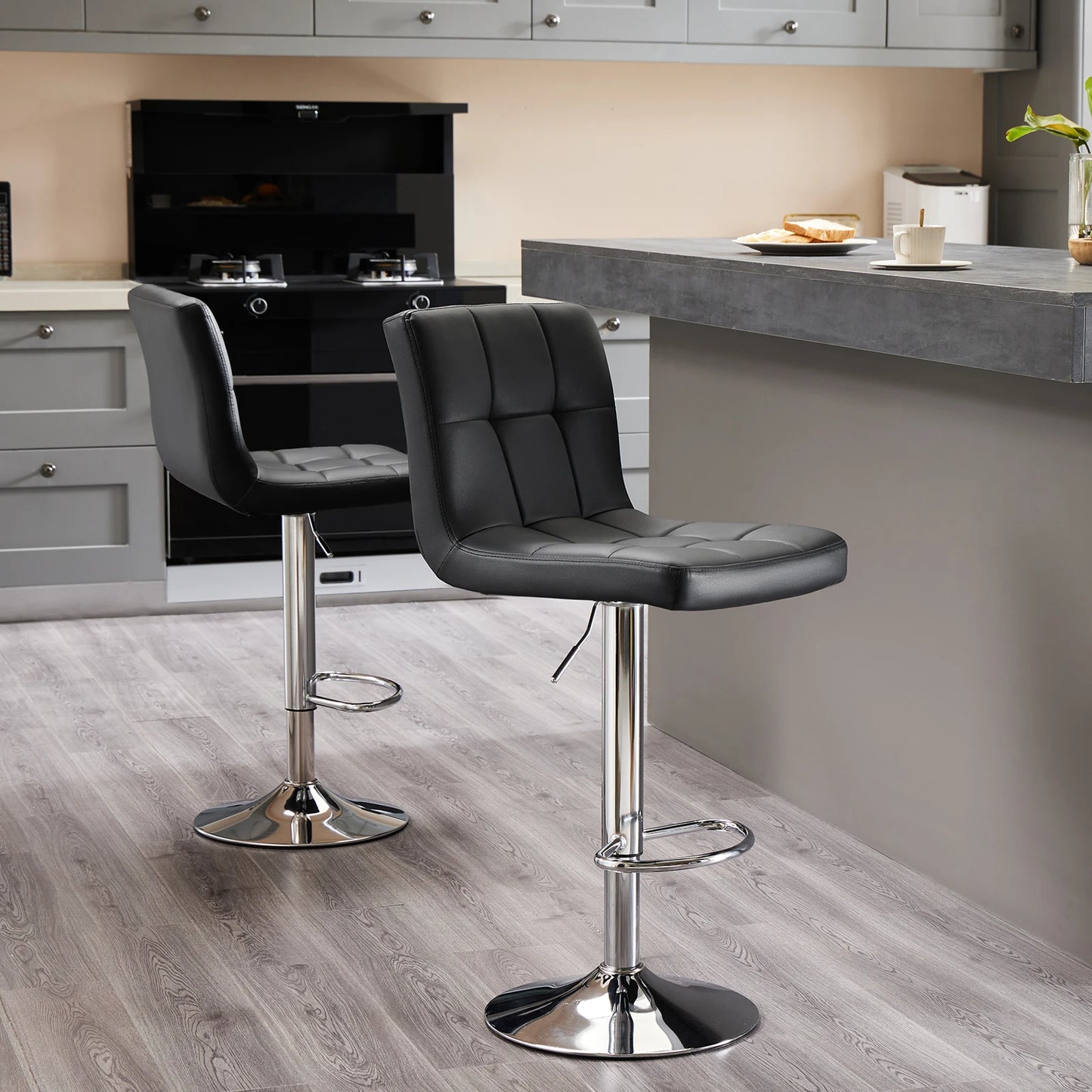 JHK PU Leather Bar Stools Set 2 Counter Elite Modern