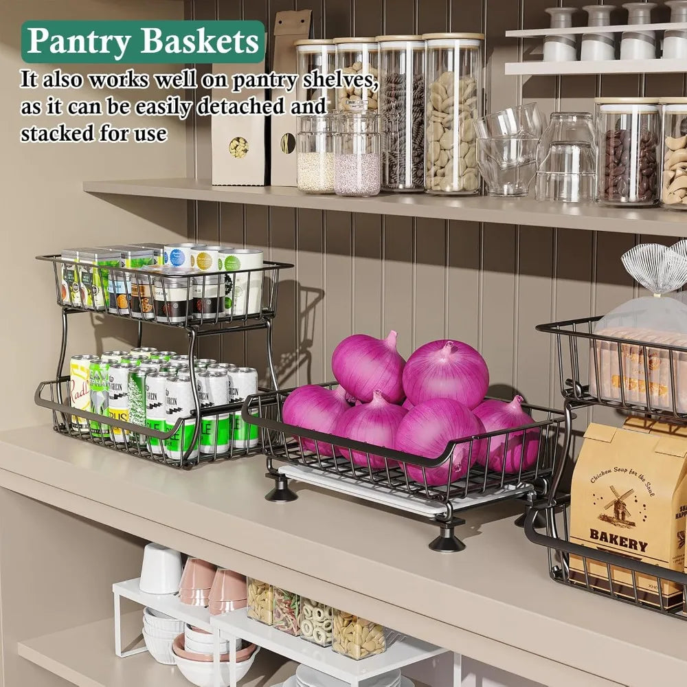 Hign Concerned Pantry Cart With Wheels Stacking Baskets