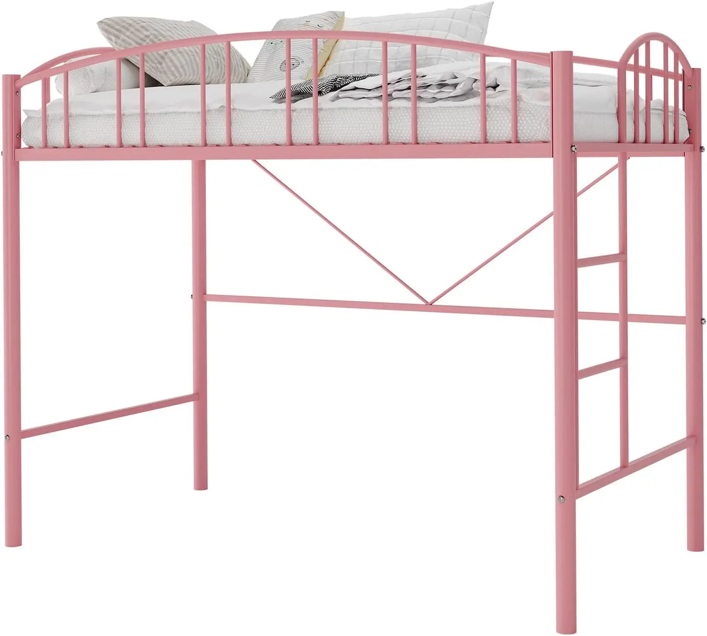 ZHUOTING Heavy Duty Metal Loft Bed Twin With Ladder
