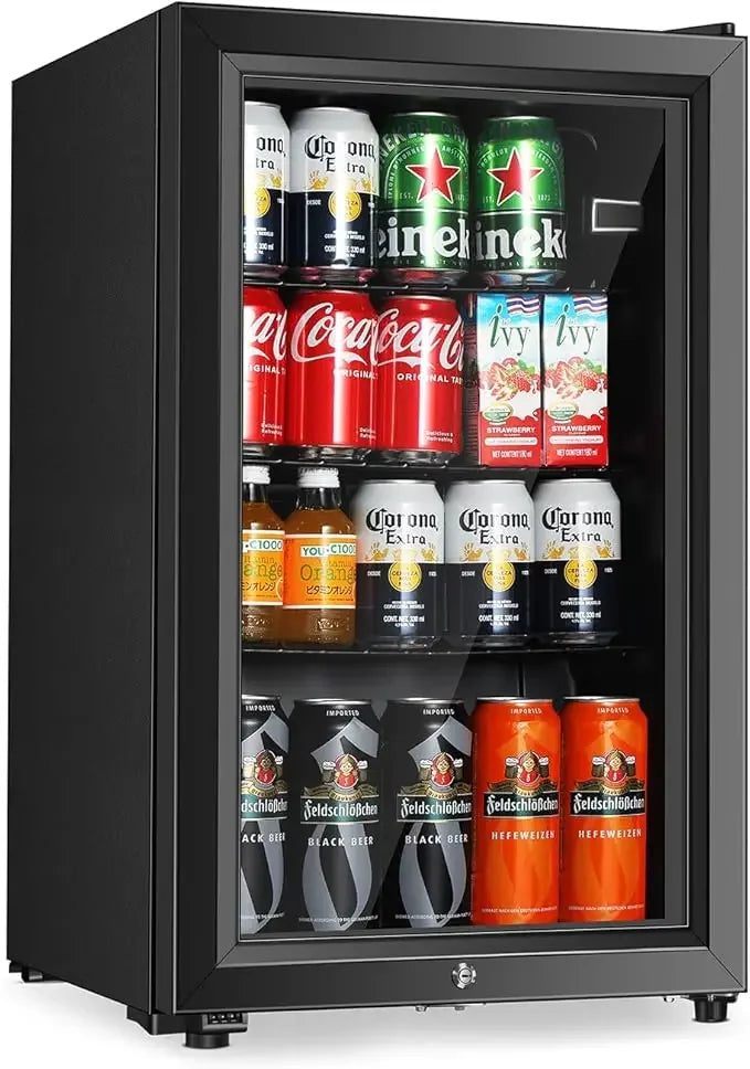 Freestanding Beverage Refrigerator For Office Bar Home With Glass Doors