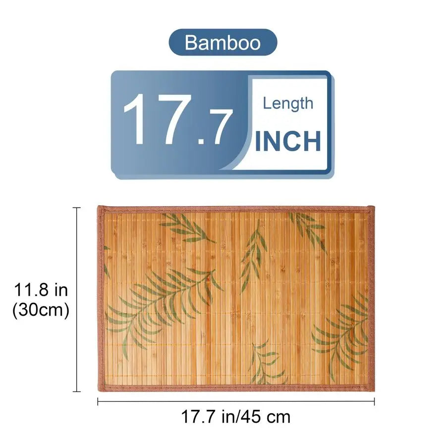 Bamboo Placemats Set of 6 With Leaf Pattern Heat Resistant