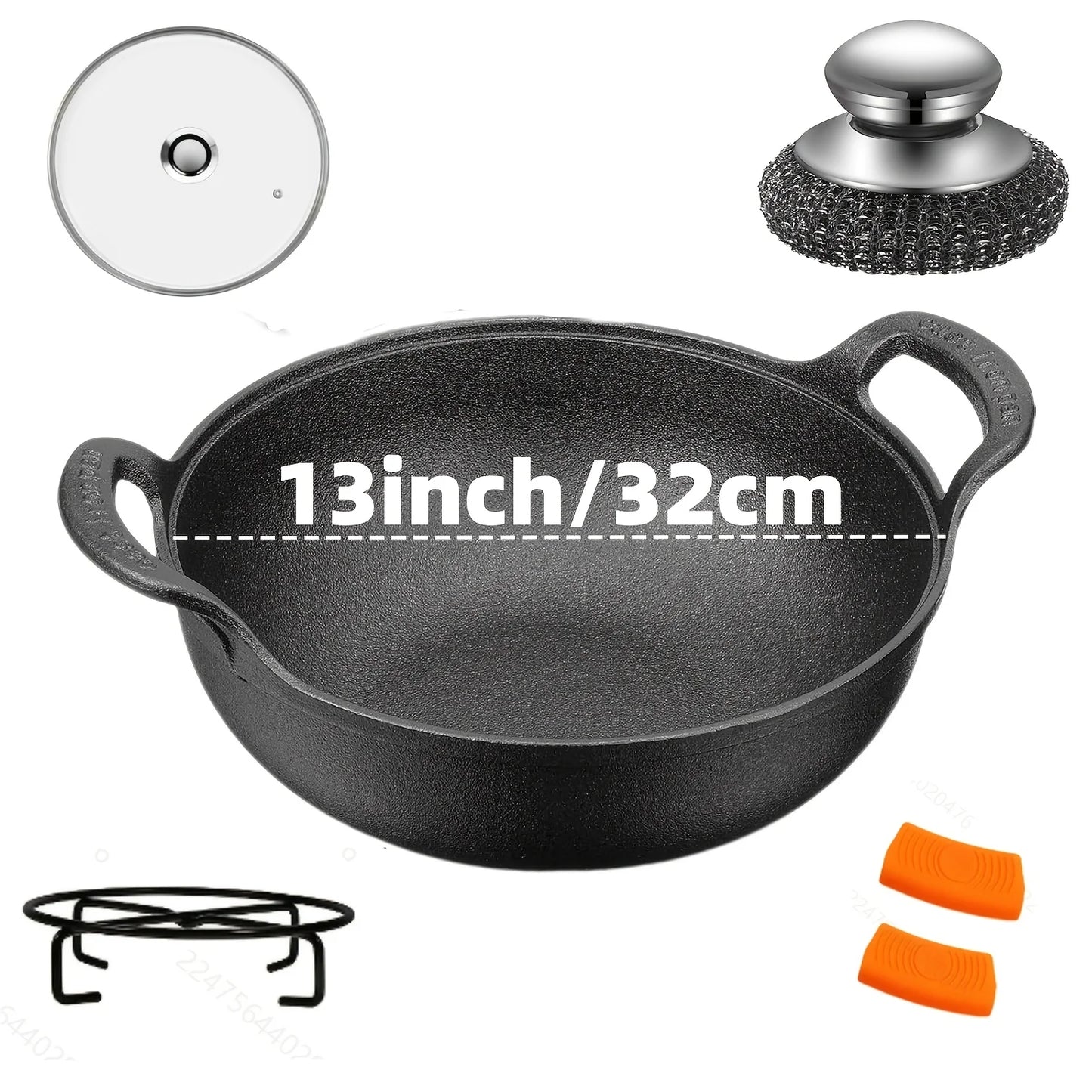 AEDG 3-Piece Cast Iron Skillet Set Preseasoned Heavy-Duty Pans