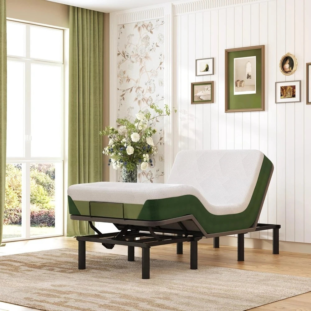 ZHUOTING Adjustable Bed Frame With Memory Foam Mattress And Incline