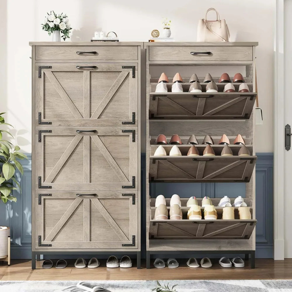 Hign-concerned Freestanding Narrow Shoe Cabinet 3 Drawers
