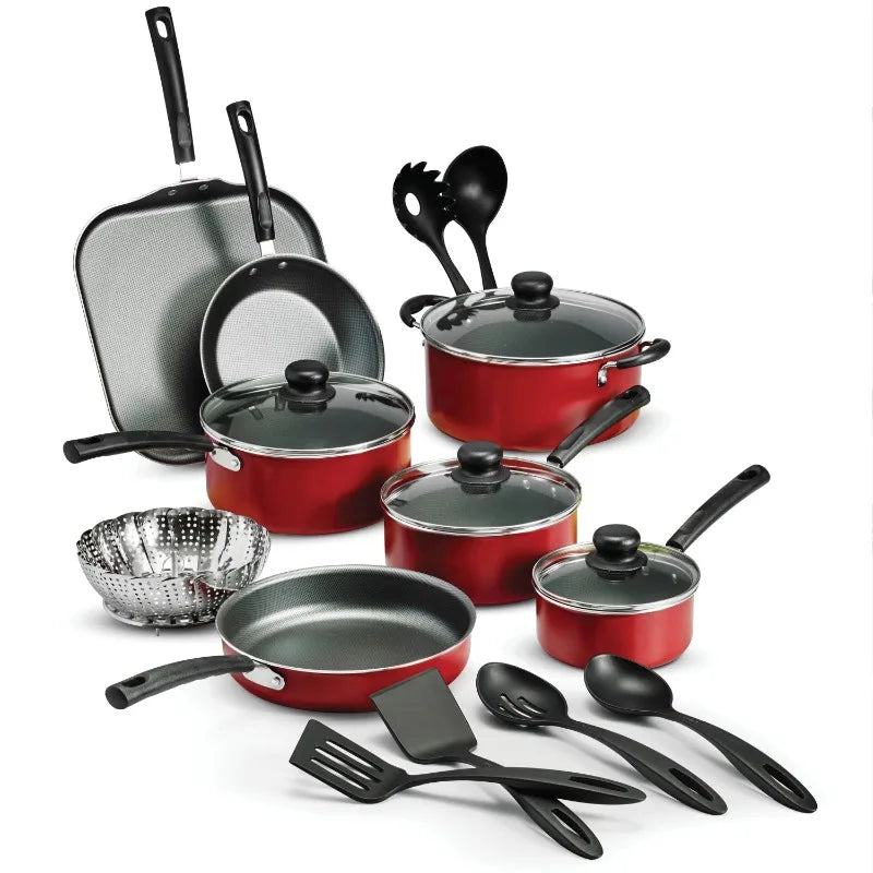 Tramontina Primaware Eighteen Pieces Nonstick Cookware Set With Silicone Handles