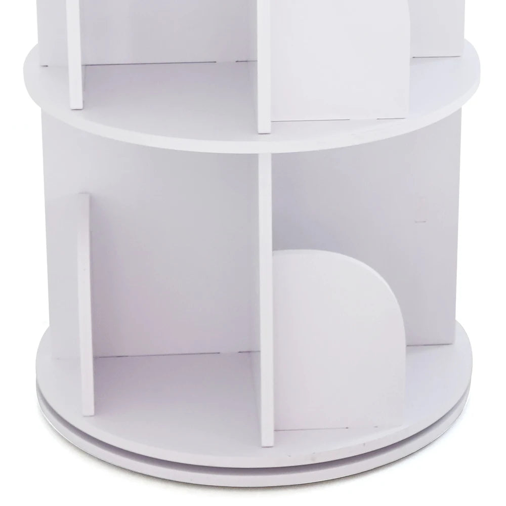 Hign-Concerned 360 Degree Rotating 2 Tier Bookshelf PVC Storage Rack