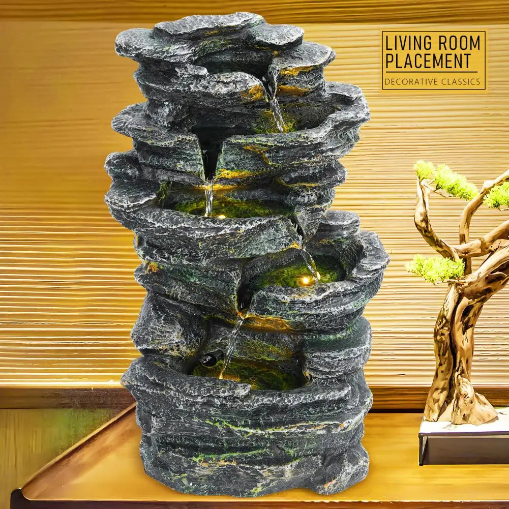 6 Layer Rock Water Fountain Garden Waterfall Decoration