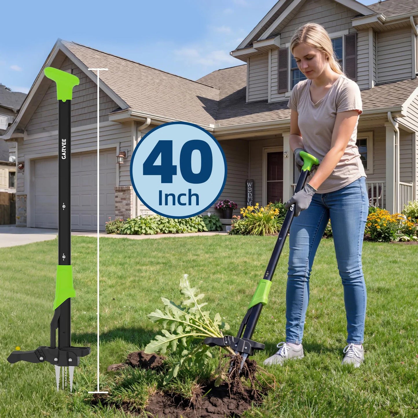 HiMISS Stand Up Weed Puller With Long Handle 4Claw