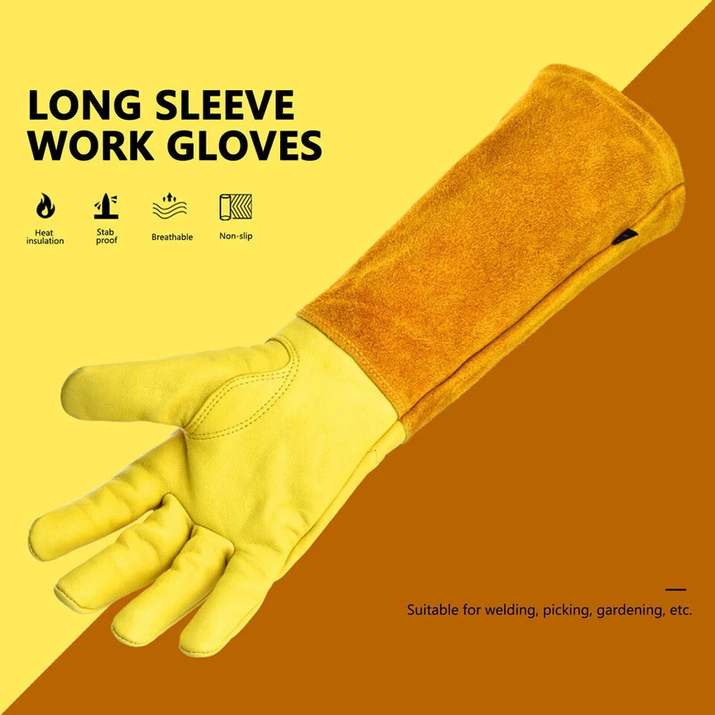 Long Thorn Proof Gardening Gloves Elbow Length Breathable Leather