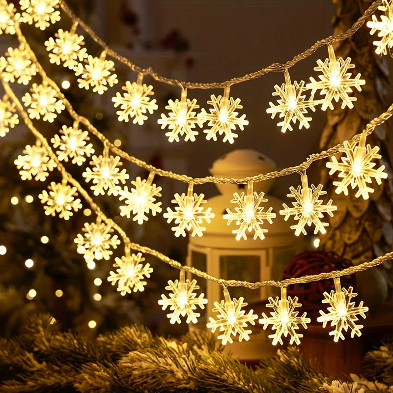 LED Snowflake Curtain Lights Fairy String Lights For Home