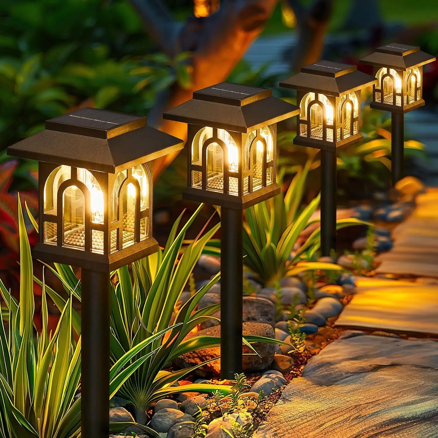 Solar Pathway Lights Outdoor Auto On Off Yard Walkway