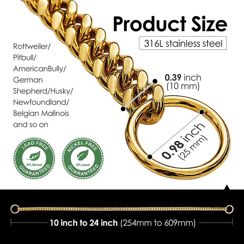 Stainless Steel Chain Collar For Dogs Cuban Link Durable