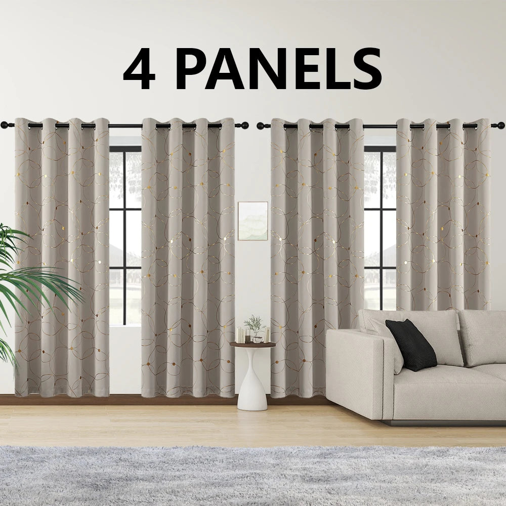 4 Pack Blackout Curtain Panels Grommet Thermal Insulated Room Darkening