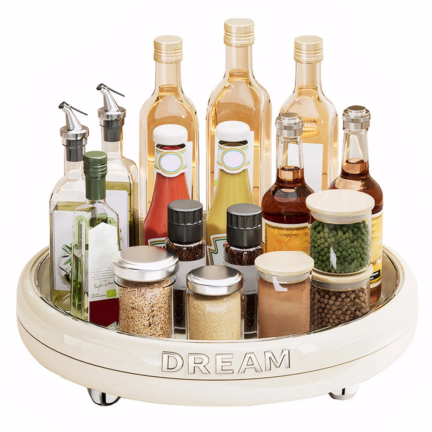 Rotating Kitchen Storage Tray Spice Organizer Plastic Condiment Rack