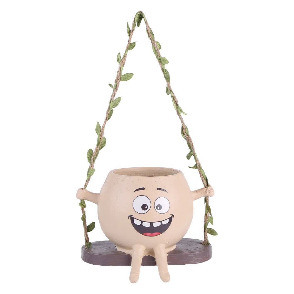 APWIKOGER Creative Rocking Chair Face Planter Pot For Succulents