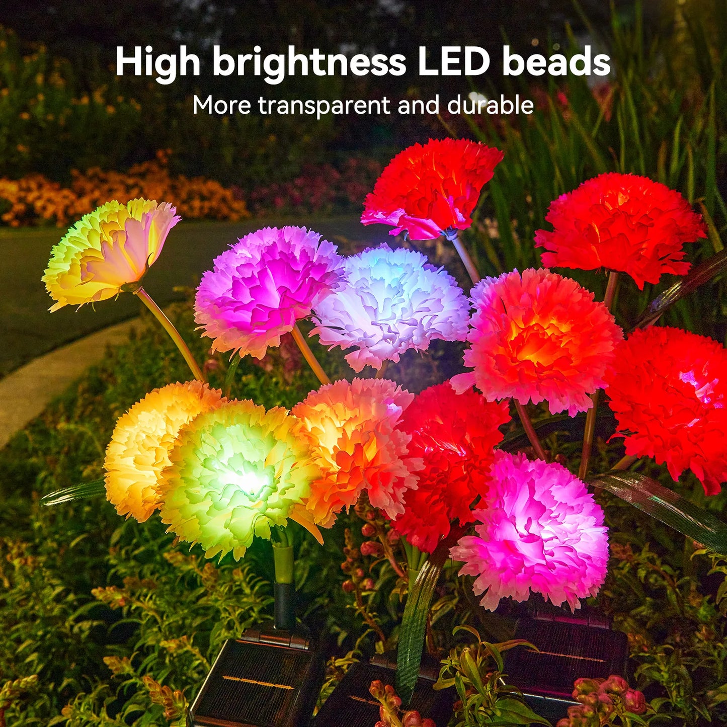 KPSTEK Solar Flower Lights 4 Pack Realistic Outdoor Garden Decor