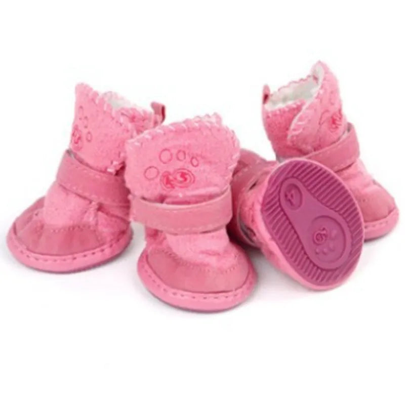 NONECN Pet Dog Shoes 4Pcs Thick Warm Rain Snow Boots