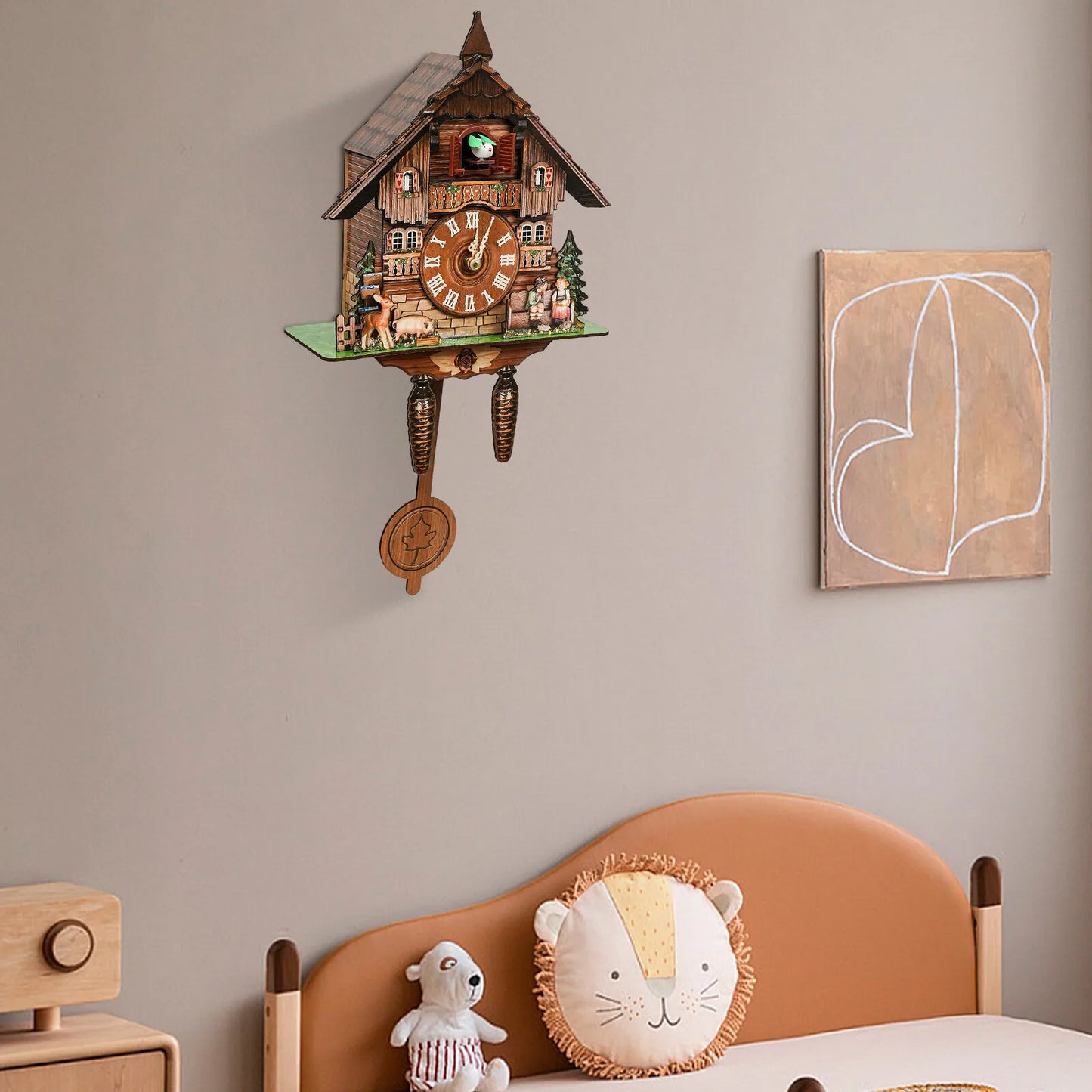 Cuckoo Wall Clock Traditional Chalet Style Wooden Pendulum Clock